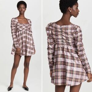 Saylor Yulia Metallic Plaid Babydoll Dress